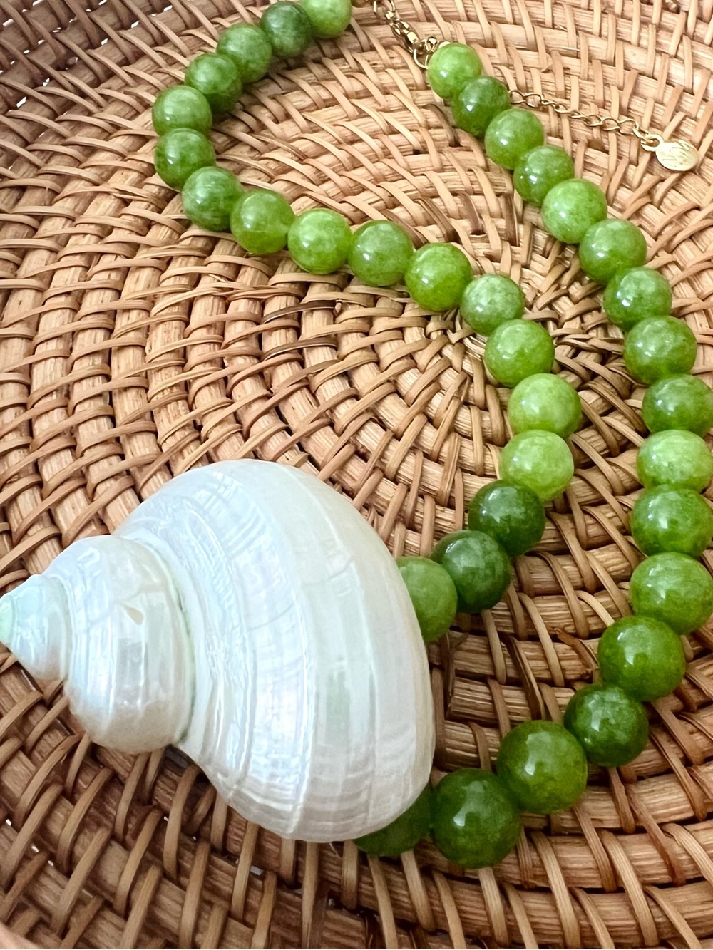 Peridot and Conch Shell 🐚 Necklace